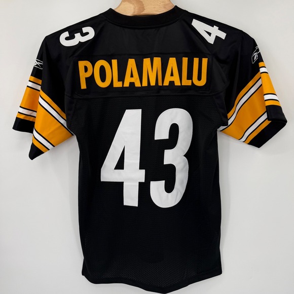 Reebok Pittsburgh Steelers Jersey Mens Medium Black Troy Polamalu 43 NFL Onfield - Picture 2 of 11